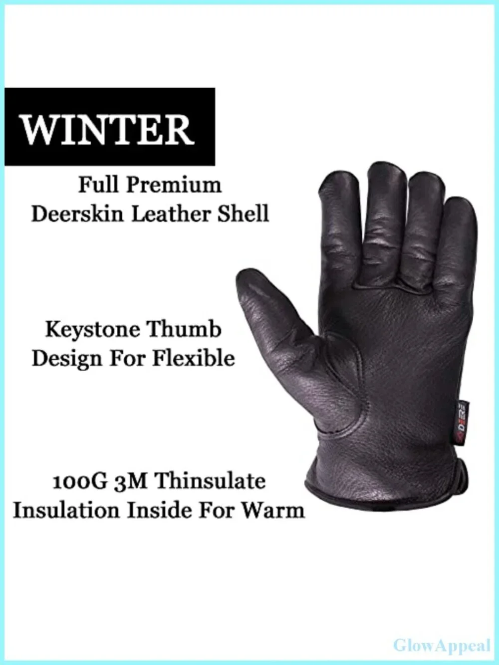 Genuine Deerskin Leather Work Gloves 100G 3M Thinsulate Thermal Insulated Winter